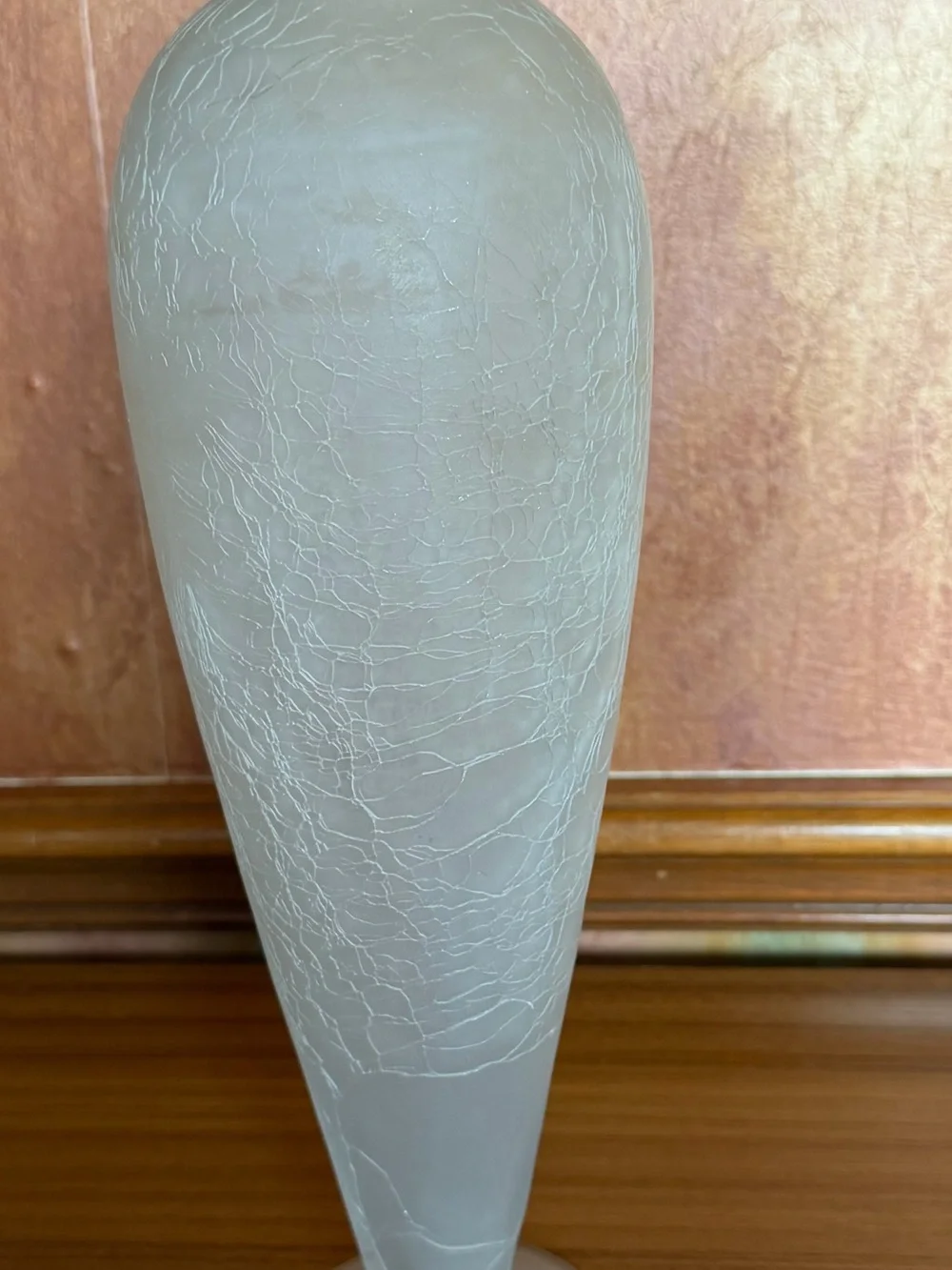 Frosted Crackle Glass Vase 14 Inch White Satin Matte Tall Table Centerpiece